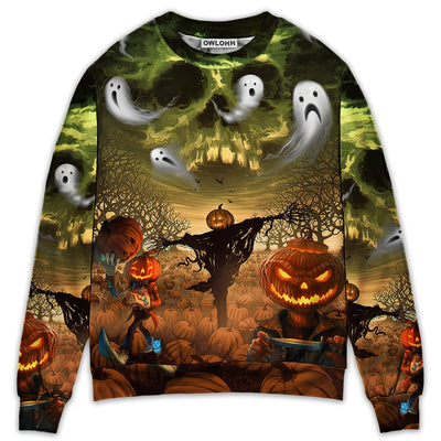 Sweater / S Halloween Pumpkin Crazy Ghost Style - Sweater - Ugly Christmas Sweaters - Owls Matrix LTD