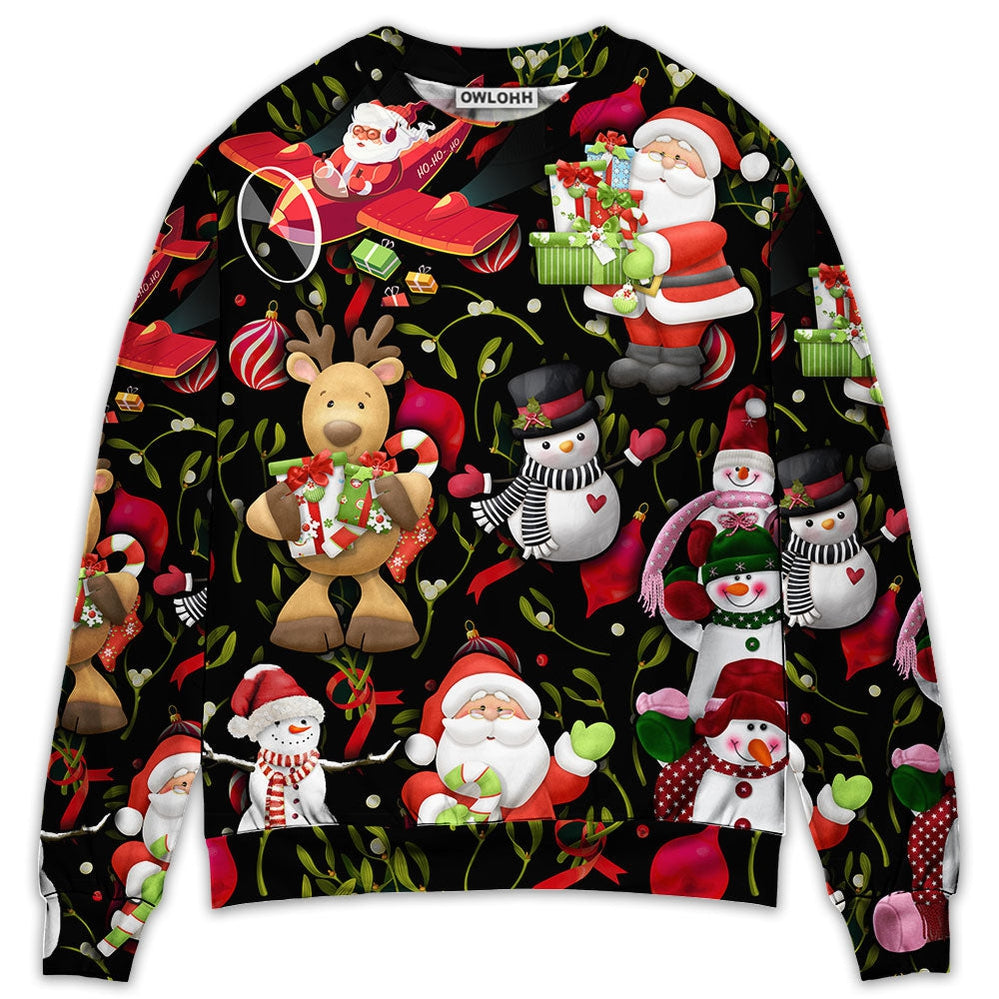 Sweater / S Christmas Joyful Santa Snowman Merry Xmas - Sweater - Ugly Christmas Sweaters - Owls Matrix LTD