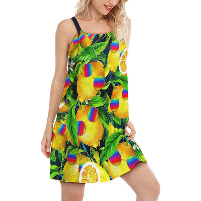 S Hippie Funny Lemon Peace - Women's Sleeveless Cami Dress - Owls Matrix LTD