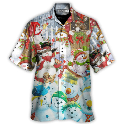 Hawaiian Shirt / Adults / S Christmas Snowman Happy Farm Holiday Christmas - Hawaiian Shirt - Owls Matrix LTD