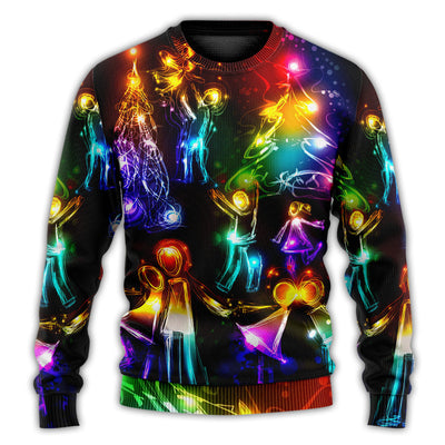 Christmas Sweater / S Christmas Family Happy Love Tree Neon Light Style - Sweater - Ugly Christmas Sweaters - Owls Matrix LTD
