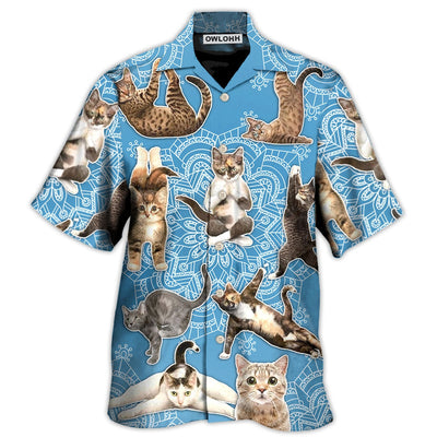 Hawaiian Shirt / Adults / S Yoga Cat Lover Mandala - Hawaiian Shirt - Owls Matrix LTD
