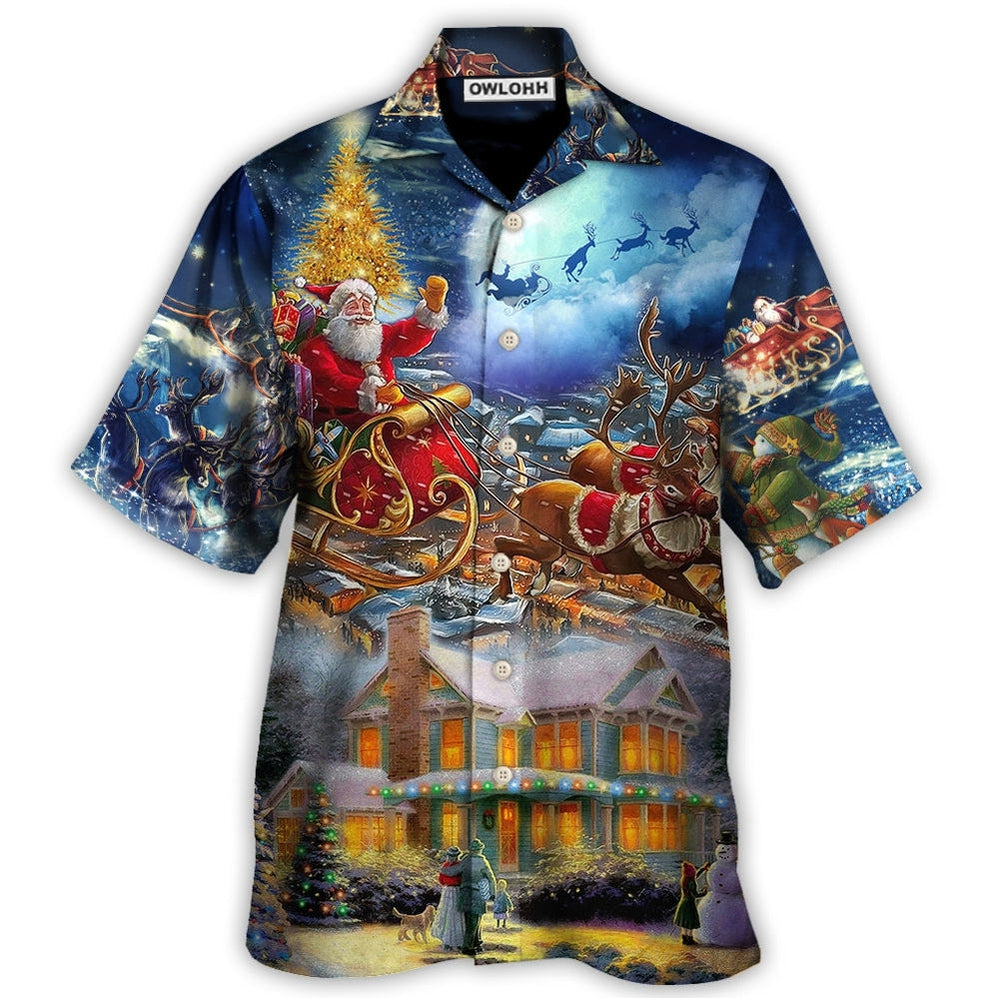 Hawaiian Shirt / Adults / S Christmas Santa Claus Snowman Family In Love Light Art Style - Hawaiian Shirt - Owls Matrix LTD