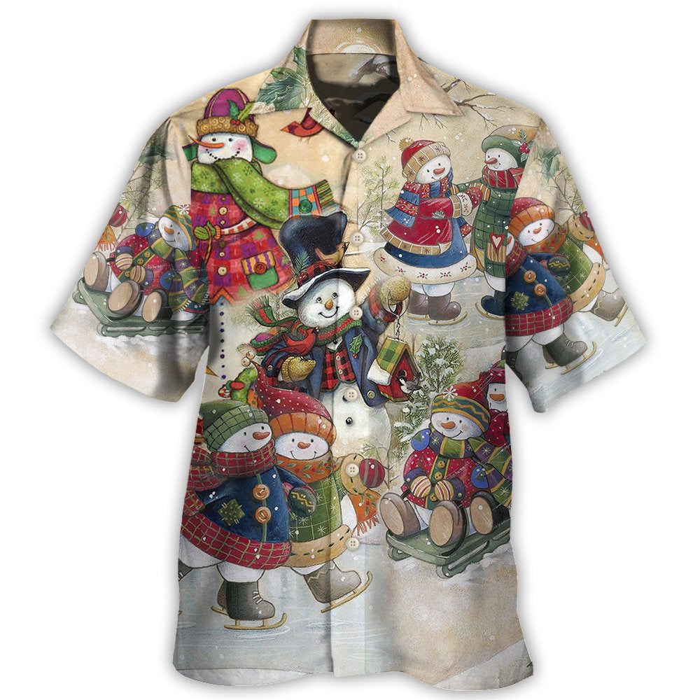 Hawaiian Shirt / Adults / S Christmas Couple Snowman Lover Winter Xmas - Hawaiian Shirt - Owls Matrix LTD