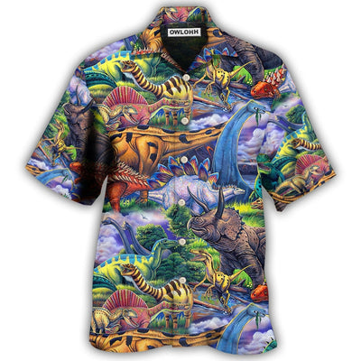 Hawaiian Shirt / Adults / S Dinosaur Art Coloful Style - Hawaiian Shirt - Owls Matrix LTD