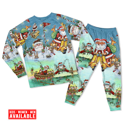Women / S Christmas Cute Santa Claus - Pajamas Long Sleeve - Owls Matrix LTD