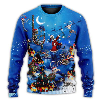 Christmas Sweater / S Christmas And Skull Merry Xmas - Sweater - Ugly Christmas Sweaters - Owls Matrix LTD
