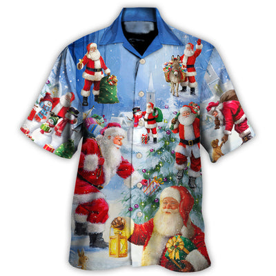 Hawaiian Shirt / Adults / S Christmas Santa Claus Is Coming Story Night Art Style - Hawaiian Shirt - Owls Matrix LTD