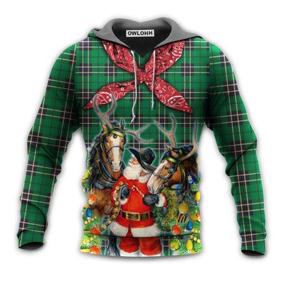 Unisex Hoodie / S Christmas Santa Cowboy Christmas Green Style - Hoodie - Owls Matrix LTD