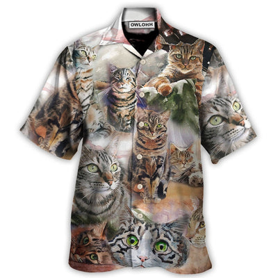 Hawaiian Shirt / Adults / S Tabby Cat Art Daily Portrait - Hawaiian Shirt - Owls Matrix LTD