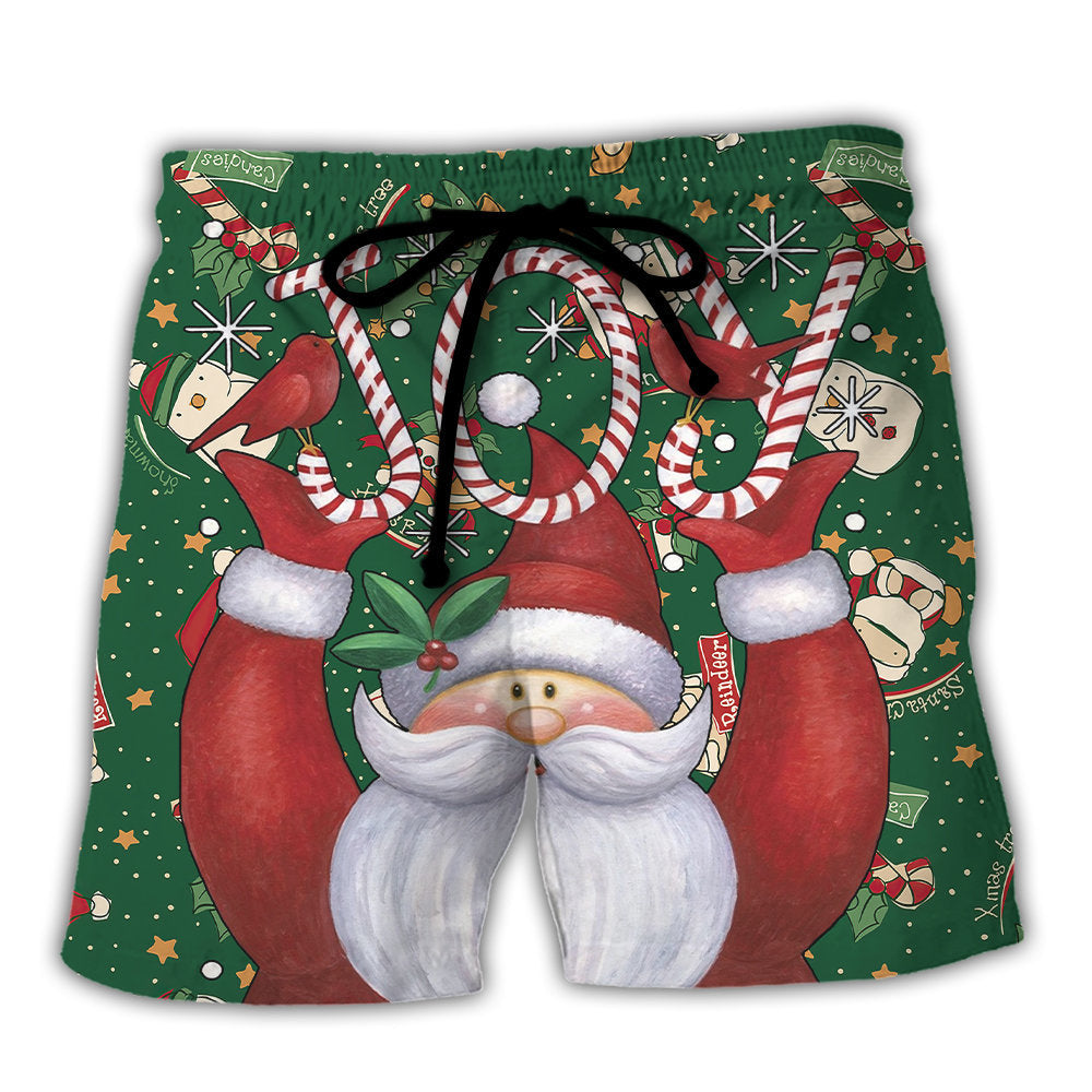 Beach Short / Adults / S Christmas Santa Claus Lover Joy Green Style - Beach Short - Owls Matrix LTD