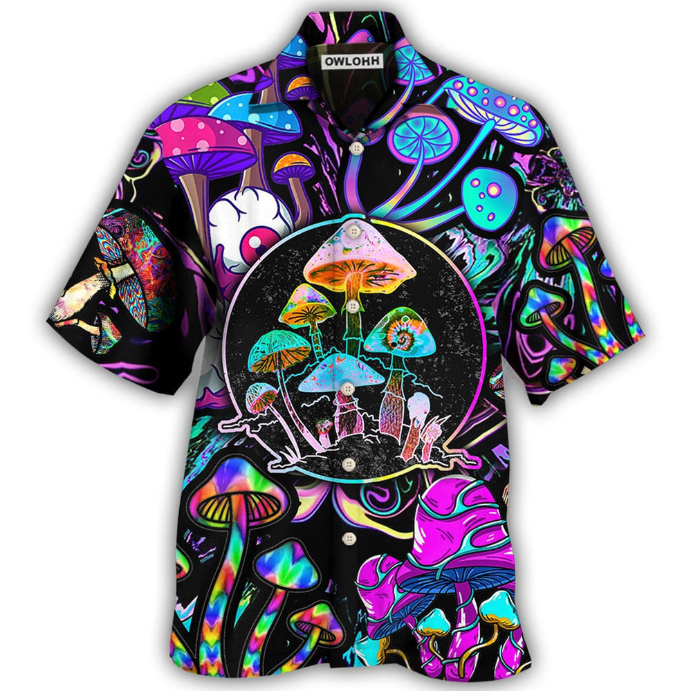 Hawaiian Shirt / Adults / S Hippie Mushroom Colorful Neon Light Cool Style - Hawaiian Shirt - Owls Matrix LTD
