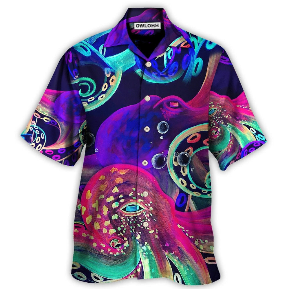 Hawaiian Shirt / Adults / S Octopus Neon Under The Sea - Hawaiian Shirt - Owls Matrix LTD