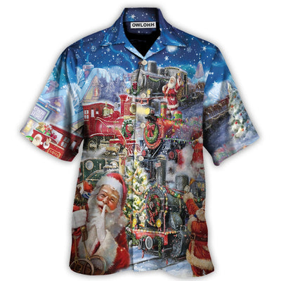 Hawaiian Shirt / Adults / S Christmas Santa's Express Train - Hawaiian Shirt - Owls Matrix LTD