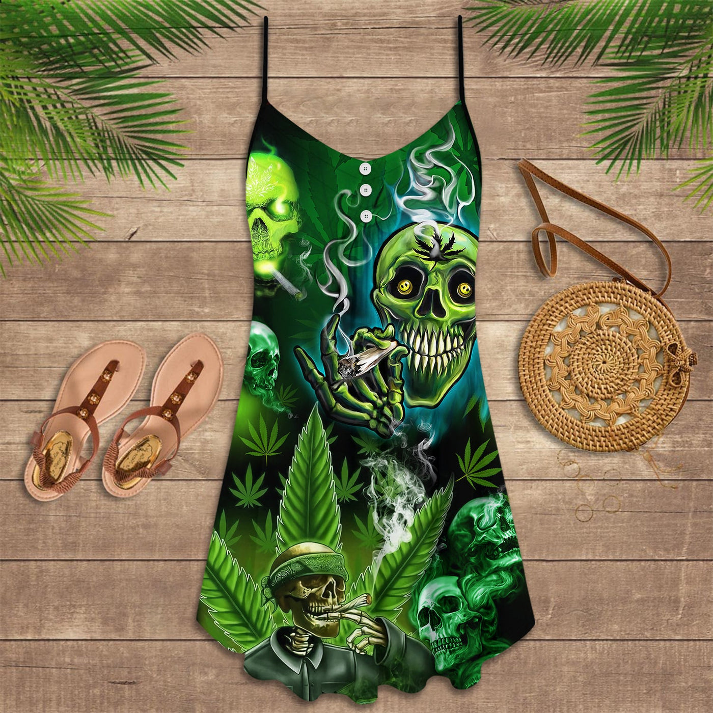 Skull So High Smoke - Summer Dress - Owls Matrix LTD
