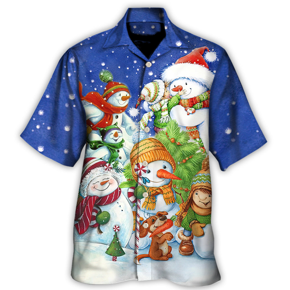 Hawaiian Shirt / Adults / S Christmas Snowman Merry Christmas Night - Hawaiian Shirt - Owls Matrix LTD