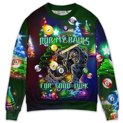 Sweater / S Billiard Rub My Ball For Christmas - Sweater - Ugly Christmas Sweaters - Owls Matrix LTD