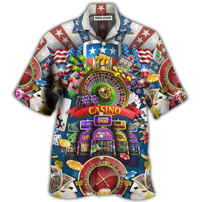 Hawaiian Shirt / Adults / S Poker US Flag Casino Lover - Hawaiian Shirt - Owls Matrix LTD