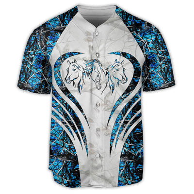 S Horse Couple Art Blue Style - Baseball Jersey - Owls Matrix LTD