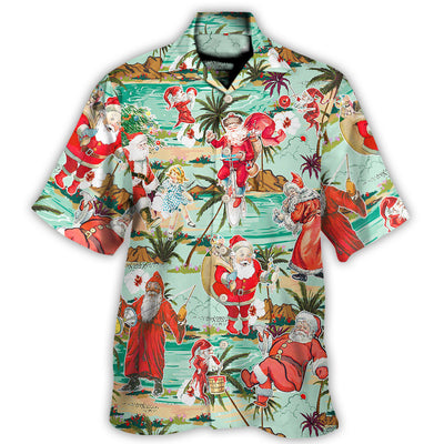 Hawaiian Shirt / Adults / S Christmas Santa Vacation Beach Joyful - Hawaiian Shirt - Owls Matrix LTD