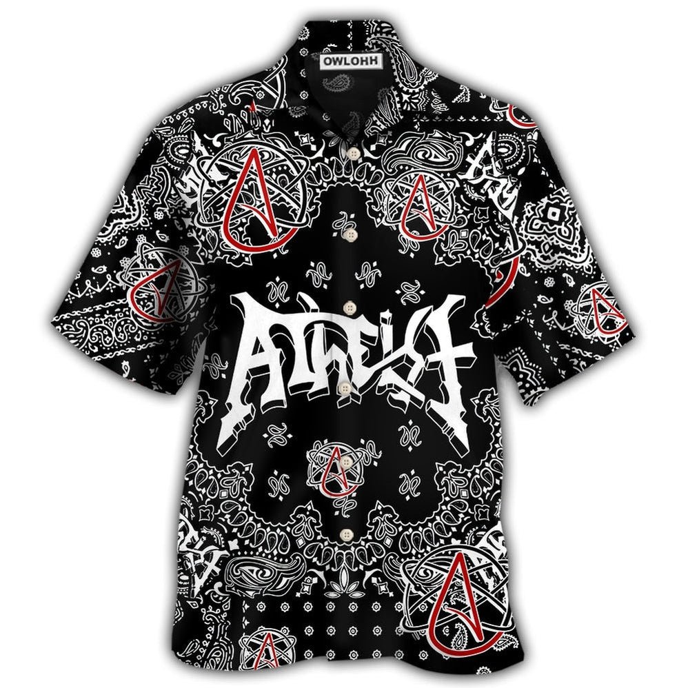 Hawaiian Shirt / Adults / S Atheist Black And White Paisley Pattern - Hawaiian Shirt - Owls Matrix LTD