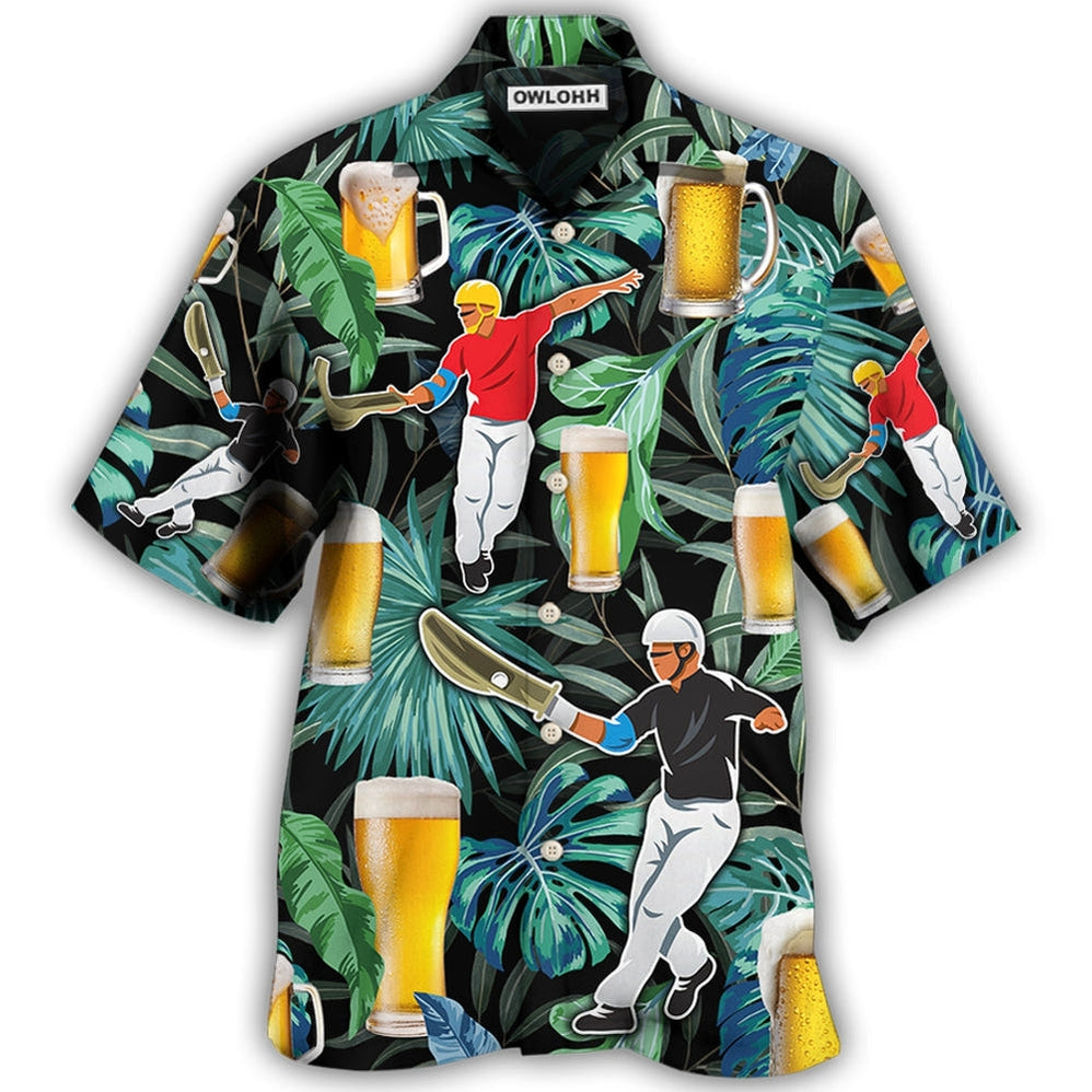 Hawaiian Shirt / Adults / S Beer And Jai Alai Tropical Pattern - Hawaiian Shirt - Owls Matrix LTD
