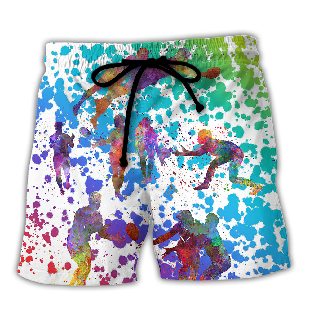 Rugby Colorful Painting - Beach Short - Owls Matrix LTD