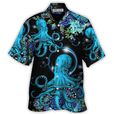 Hawaiian Shirt / Adults / S Octopus With Flower Beauttiful Day - Hawaiian Shirt - Owls Matrix LTD