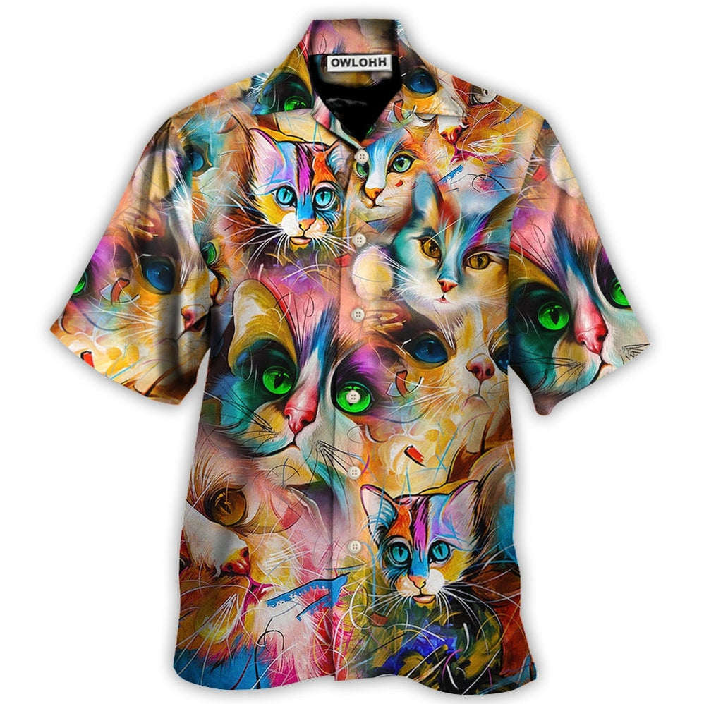Hawaiian Shirt / Adults / S Cat Funny Art Lover Cat Colorful Mixer Style - Hawaiian Shirt - Owls Matrix LTD