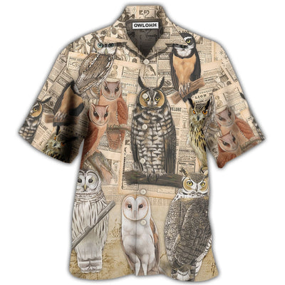 Hawaiian Shirt / Adults / S Owl Old Paper Vintage Art - Hawaiian Shirt - Owls Matrix LTD