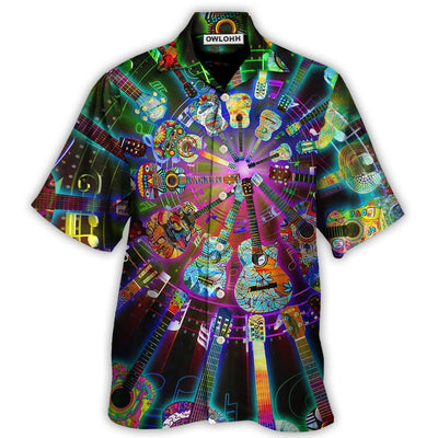 Hawaiian Shirt / Adults / S Hippie Funny Guitar Music Colorful - Hawaiian Shirt - Owls Matrix LTD