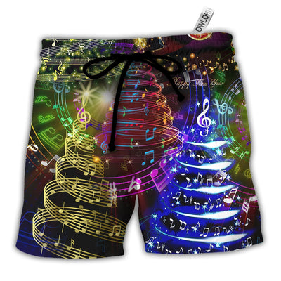 Beach Short / Adults / S Christmas Tree Music Happiness - Beach Short - Owls Matrix LTD
