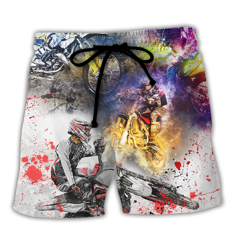 Motorcycle Where The Road Ends The Fun Begins Mix Color - Beach Short - Owls Matrix LTD
