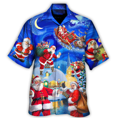 Hawaiian Shirt / Adults / S Christmas Santa Claus In The Town Magic Night Art Style - Hawaiian Shirt - Owls Matrix LTD