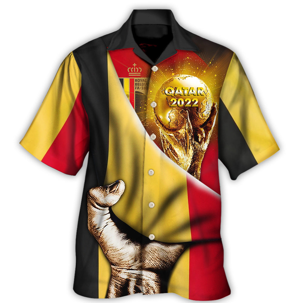 Hawaiian Shirt / Adults / S World Cup Qatar 2022 Belgium Will Be The Champion Flag Vintage - Hawaiian Shirt - Owls Matrix LTD
