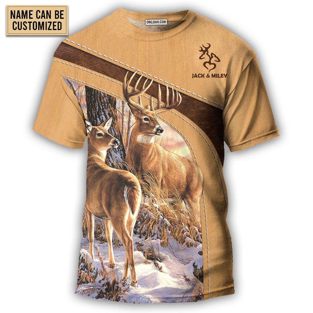 S Deer Here Lives An Old Buck And His Sweet Doe Personalized - Round Neck T-shirt - Owls Matrix LTD