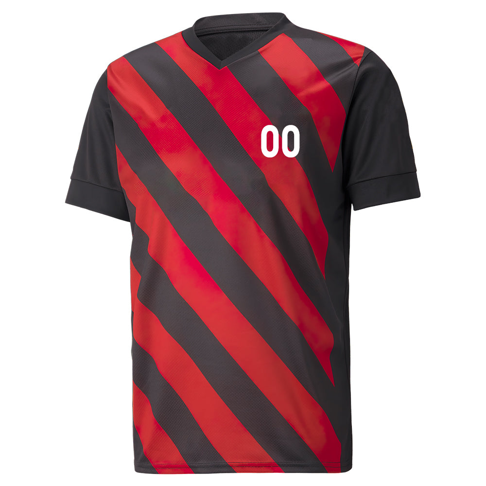Custom Stripe Lines Red And Black - Soccer Uniform Jersey