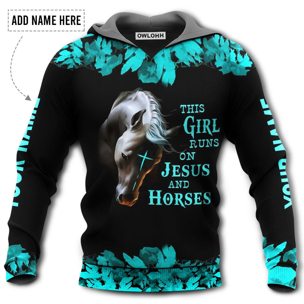 Unisex Hoodie / S Horse This Girl Runs On Jesus And Horse Personalized - Hoodie - Owls Matrix LTD