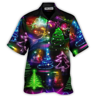 Hawaiian Shirt / Adults / S Christmas Neon Art Christmas Tree And Snowman Style - Hawaiian Shirt - Owls Matrix LTD