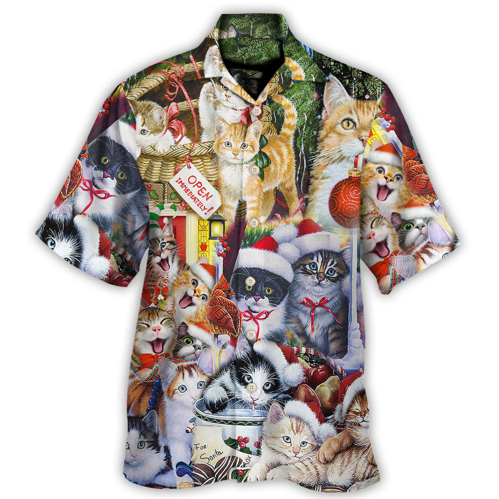 Hawaiian Shirt / Adults / S Christmas Cat Love Xmas - Hawaiian Shirt - Owls Matrix LTD