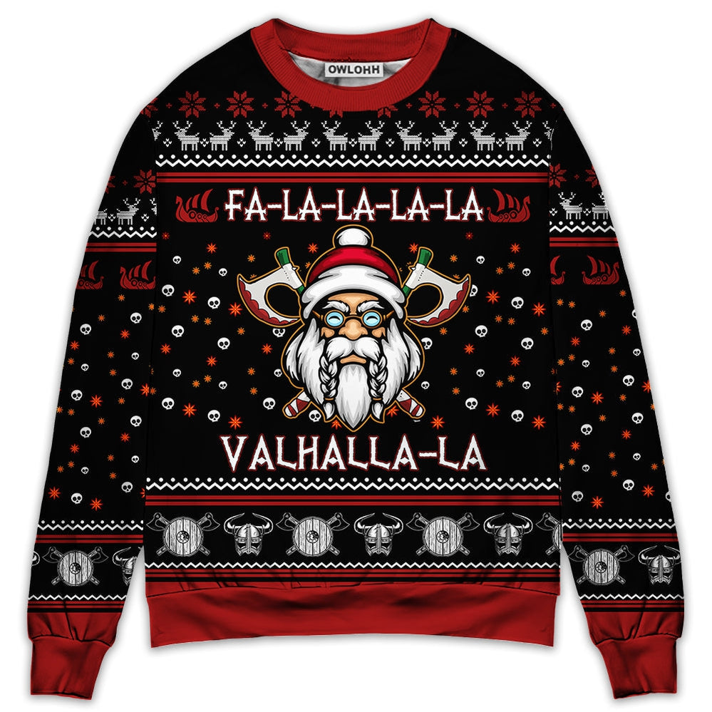 Sweater / S Viking Valhalla White And Red - Sweater - Ugly Christmas Sweaters - Owls Matrix LTD