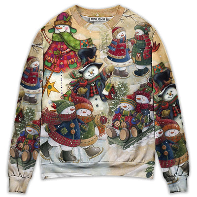 Sweater / S Christmas Couple Snowman Lover Winter Xmas - Sweater - Ugly Christmas Sweaters - Owls Matrix LTD