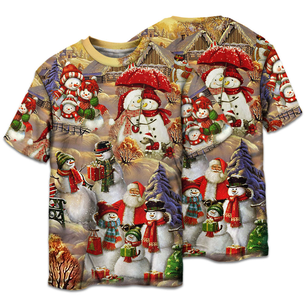 T-shirt / S Christmas Snowman Couple Love Xmas So Funny - Pajamas Short Sleeve - Owls Matrix LTD