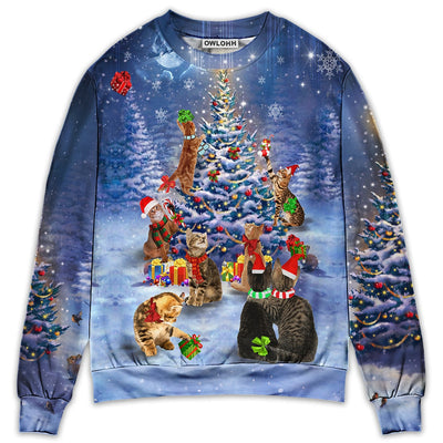 Sweater / S Christmas Cats Love Christmas Tree - Sweater - Ugly Christmas Sweaters - Owls Matrix LTD