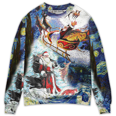 Sweater / S Christmas Friendly Santa With Animals - Sweater - Ugly Christmas Sweaters - Owls Matrix LTD