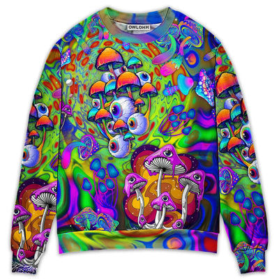 Hippie Mushroom Stay Trippy Little Hippie Colorful - Sweater - Ugly Christmas Sweaters - Owls Matrix LTD