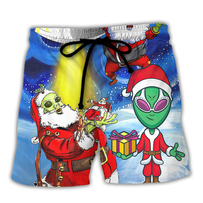 Christmas Santa Is An Alien Magic Night Funny - Beach Short - Owls Matrix LTD