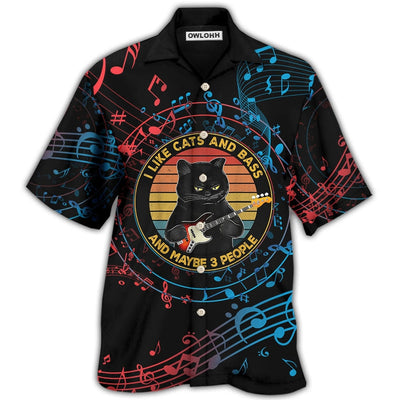 Hawaiian Shirt / Adults / S Guitar I Like Cats And Bass - Hawaiian Shirt - Owls Matrix LTD