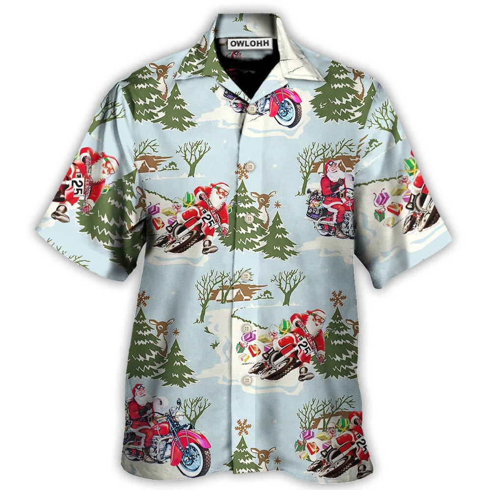Hawaiian Shirt / Adults / S Christmas Santa Driving In Snow Forest - Hawaiian Shirt - Owls Matrix LTD