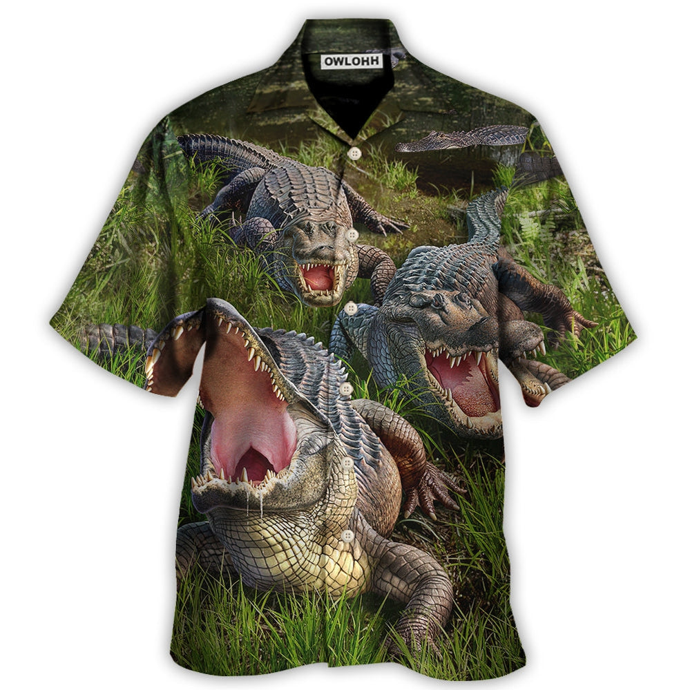Hawaiian Shirt / Adults / S Crocodile The Crocodile Cannot Turn Its Head - Hawaiian Shirt - Owls Matrix LTD